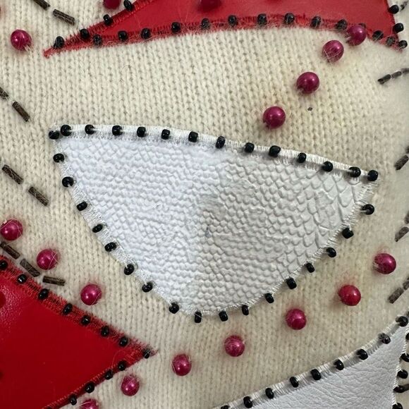 TED LAPIDUS Angora Lambswool Knit Patchwork Vintage‎ Sweater Puff Sleeves sz M - Picture 11 of 11